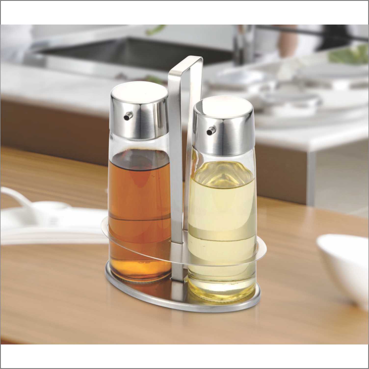 Jack and Rex | Salt and Pepper Stainless Steel bottles with standOV-02Oil/Vinegar SS Jack and Rex | Salt and Pepper Stainless Steel bottles with standOV-02Oil/Vinegar SS