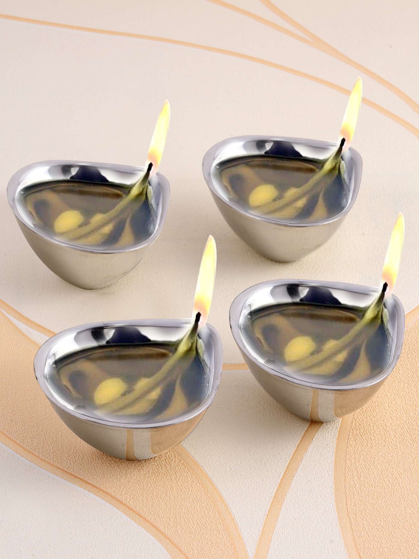 Jack and Rex | 4 PCS Premium Stainless-Steel Double wall Diya Set Jack and Rex | 4 PCS Premium Stainless-Steel Double wall Diya Set