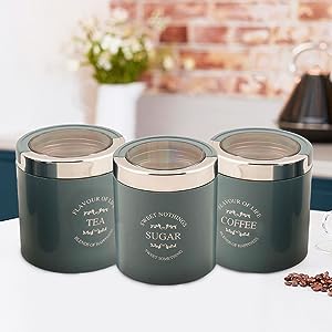 Jack and Rex | Printed Cookie Jar Containers (Pack of 3) for Kitchen Storage Food Spices Canister, Food Storage, Tea, Sugar, Cookies 750 ml eachContainer, JAR Jack and Rex | Printed Cookie Jar Containers (Pack of 3) for Kitchen Storage Food Spices Canister, Food Storage, Tea, Sugar, Cookies 750 ml eachContainer, JAR