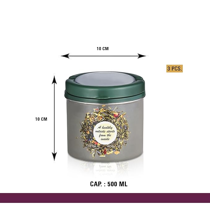 Grey enamel stainless steel round airtight food storage container set of 3 with dark green lid 500ml Grey enamel stainless steel round airtight food storage container set of 3 with dark green lid 500ml