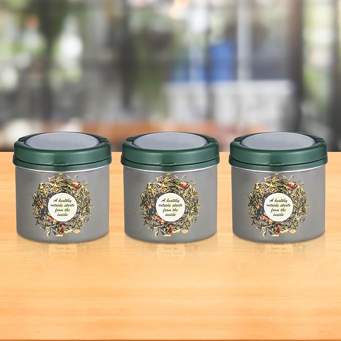 Grey enamel stainless steel round airtight food storage container set of 3 with dark green lid 500ml Grey enamel stainless steel round airtight food storage container set of 3 with dark green lid 500ml