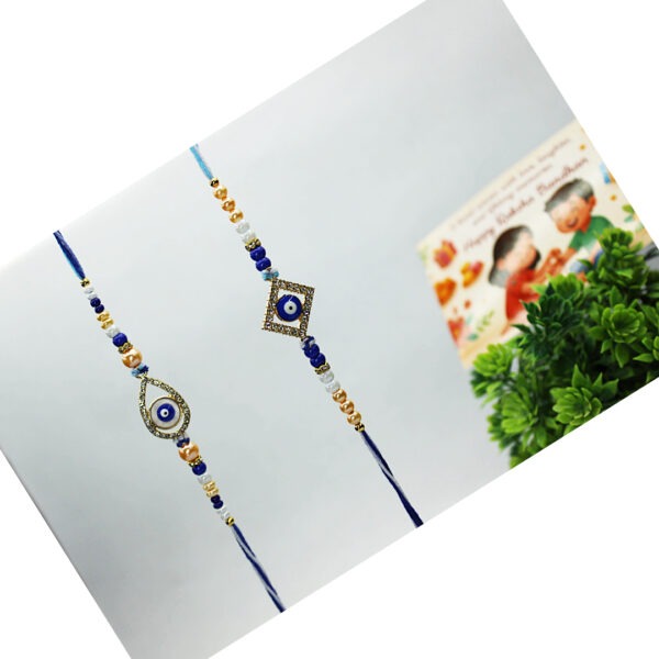 Jack and Rex Bhaiya Bhabhi Evil Eye Rakhi Combo – Designer Teardrop and Diamond CZ Rakhi Set for Raksha Bandhan Jack and Rex Bhaiya Bhabhi Evil Eye Rakhi Combo – Designer Teardrop and Diamond CZ Rakhi Set for Raksha Bandhan